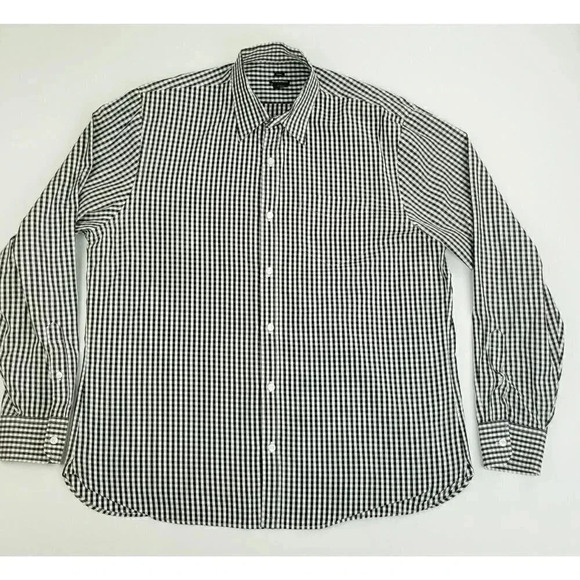 Club Monaco Classic Size XL Men's Black White Check Long Sleeve Cotton Shirt - Picture 1 of 10